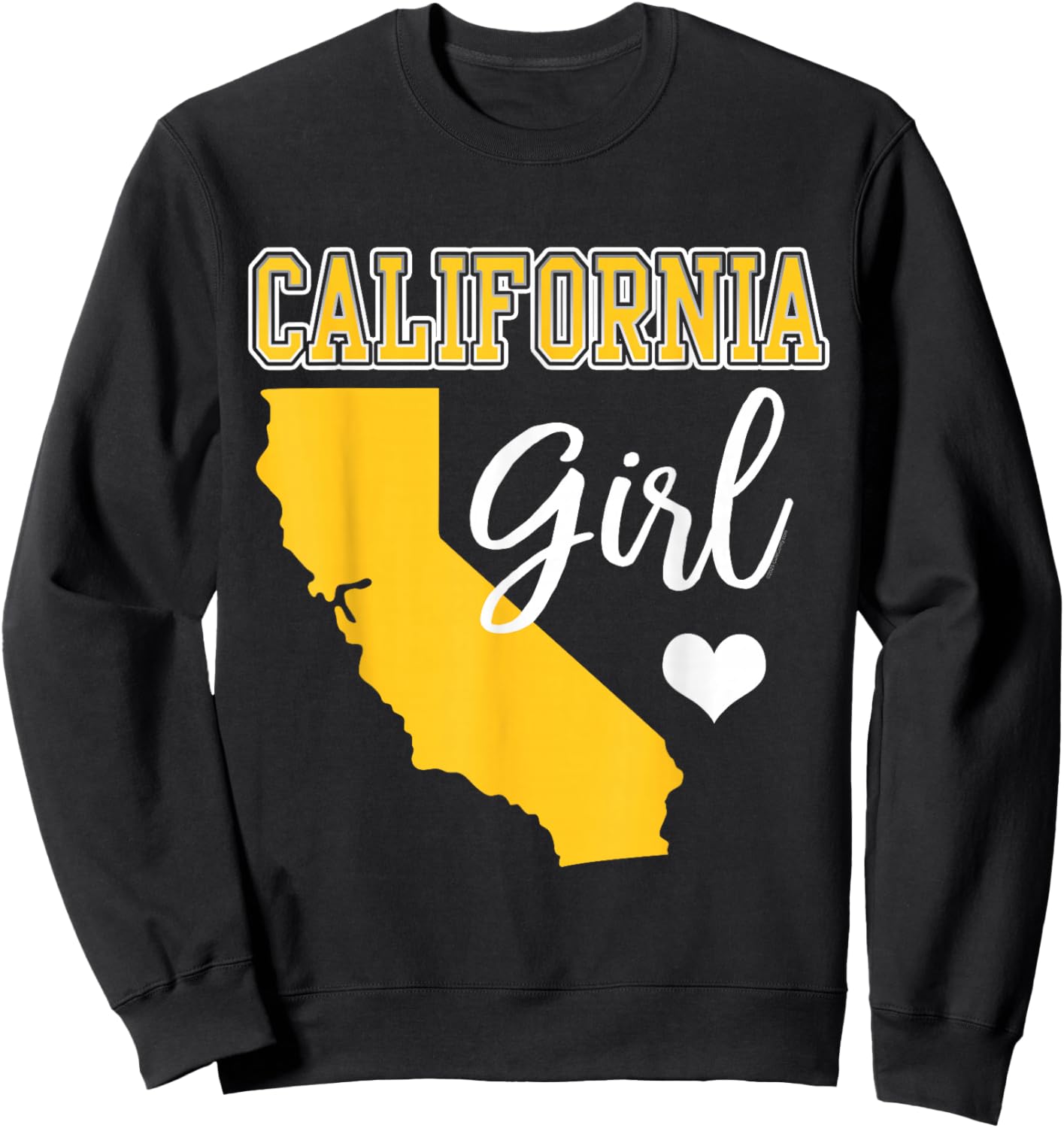 California Girl Heart Map Shape Souvenir Gift Sweatshirt - Sweatshirt | Black