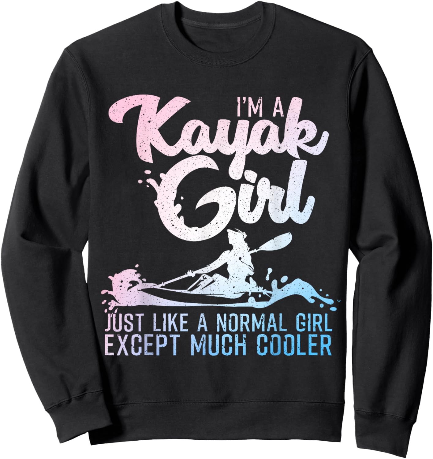 Unique Kayak Gift Oar Kayaking Accessories & Stuff Funny Kayak Girl Art Women's Black Short Sleeve Sweatshirt - Sweatshirt | Black