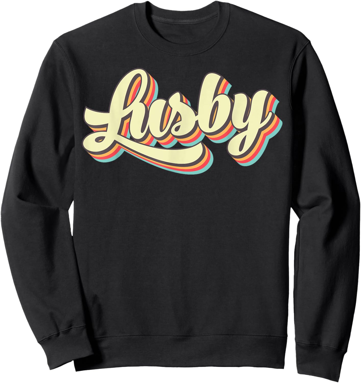 Lusby Retro Art Baseball Font Vintage Sweatshirt - Sweatshirt | Black