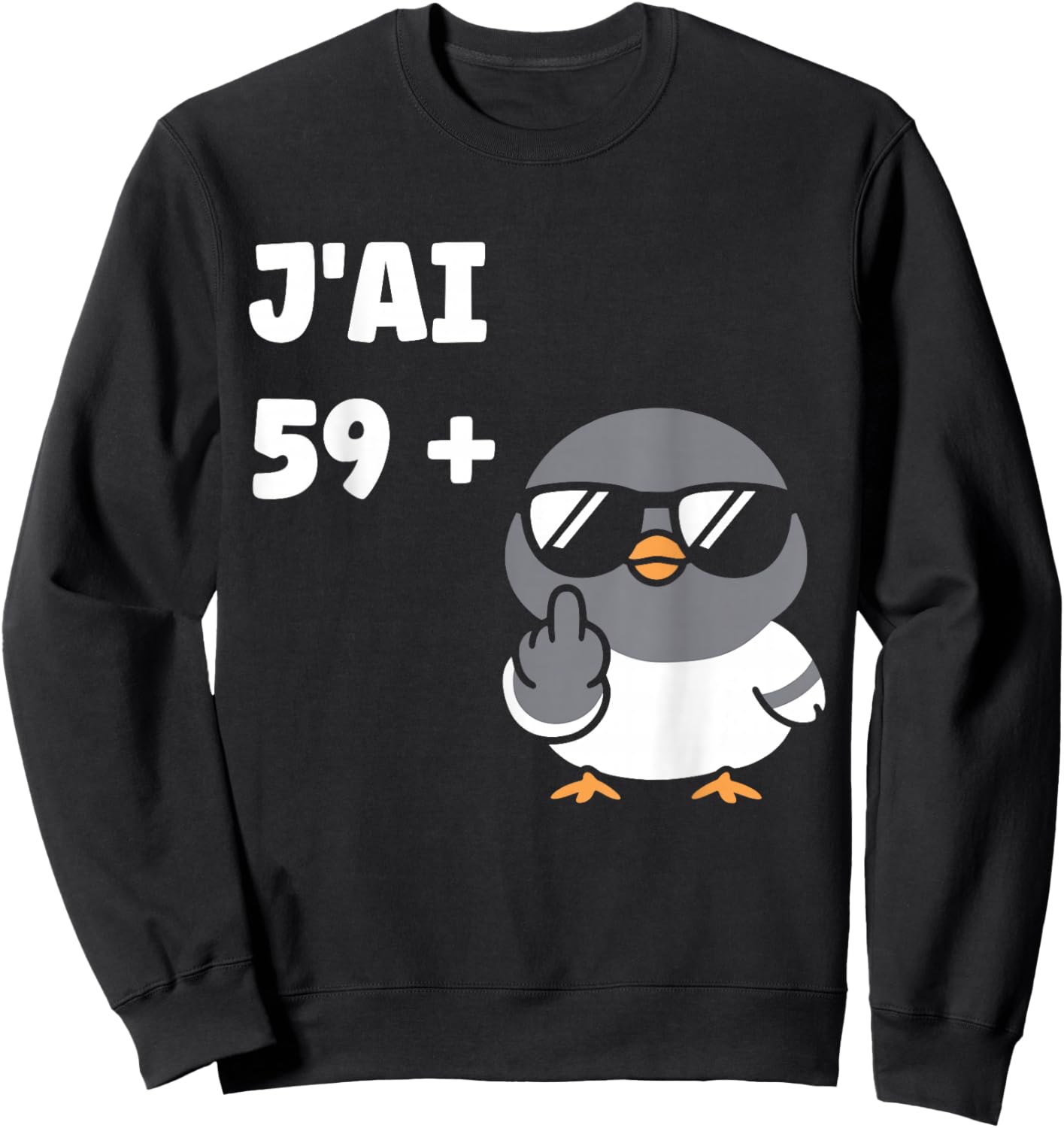 Blague J’AI 59 + 1 Drôle Anniversaire Pigeon Humour 60 Ans Sweatshirt - Sweatshirt | Black
