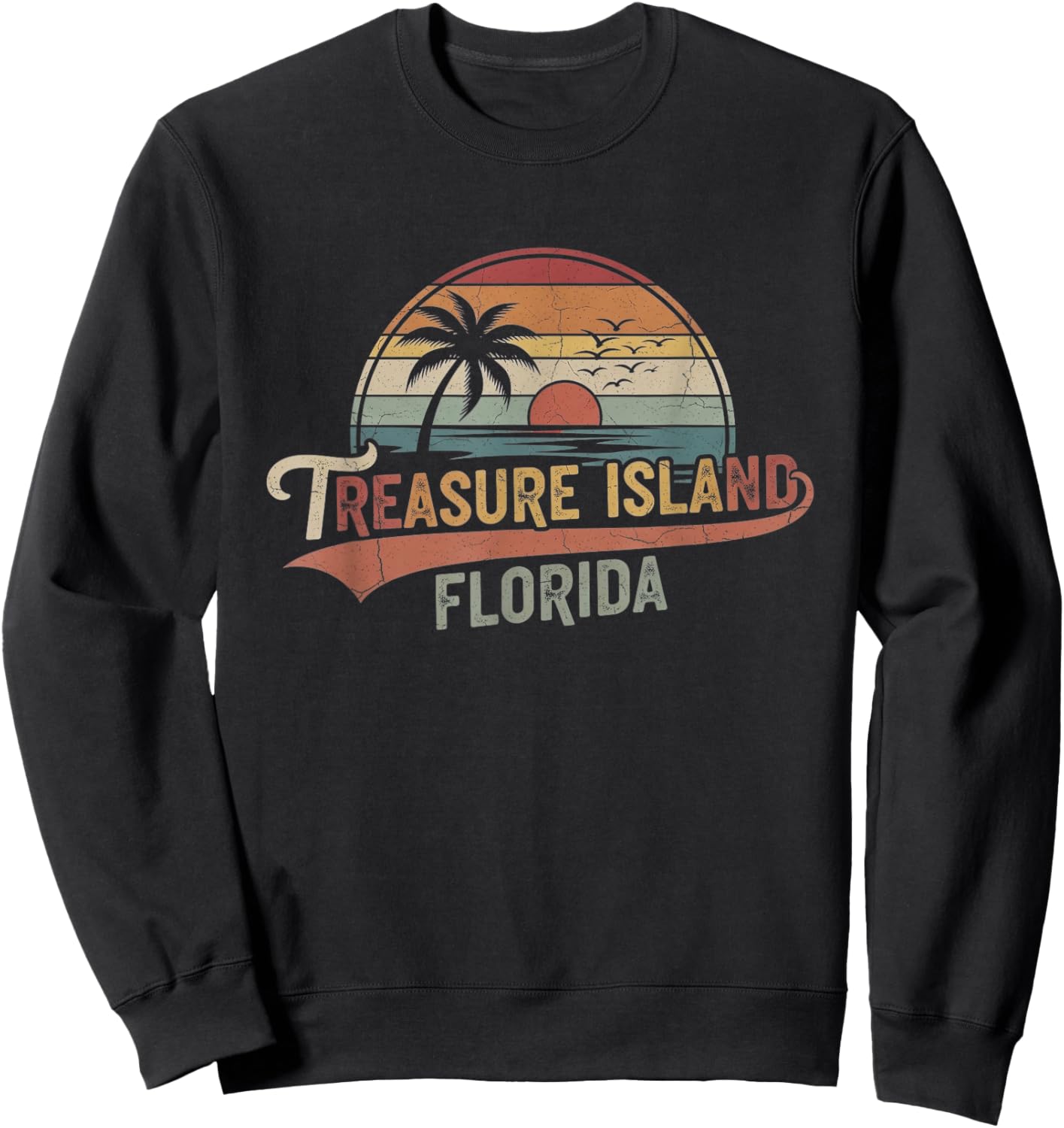 Retro Treasure Island Florida Art Design Sweatshirt - Sweatshirt | Black