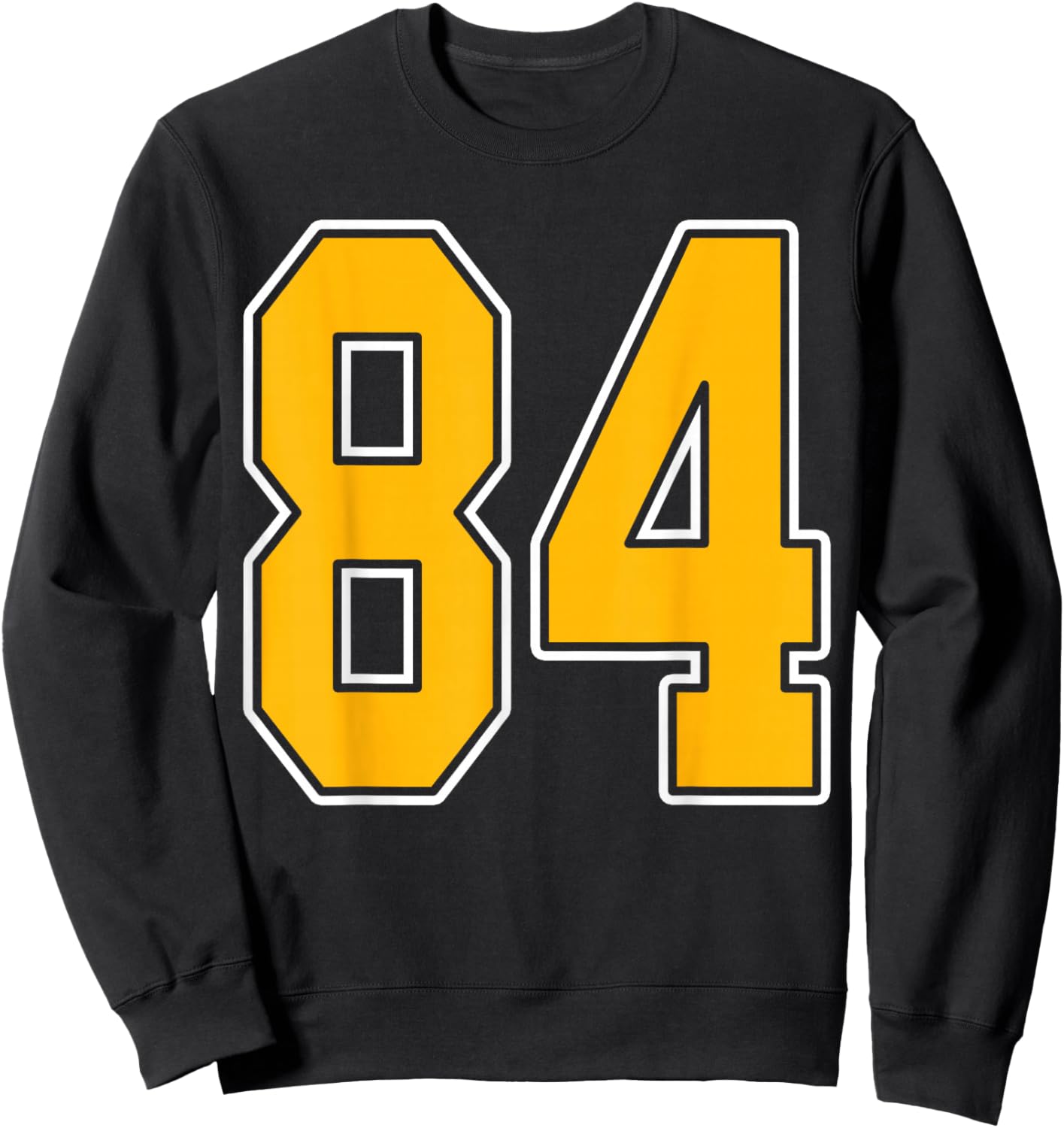 Gold and White Sports Number 84 Jersey Uniform Player Sweatshirt - Sweatshirt | Black