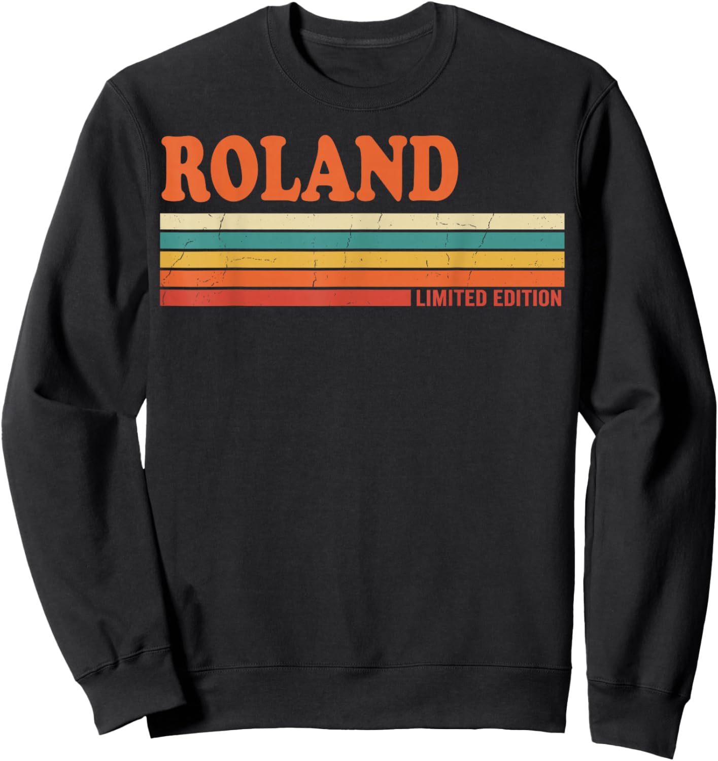 Roland Rétro Personnalisé Prénom Vintage Rayures Sweatshirt - Sweatshirt | Black