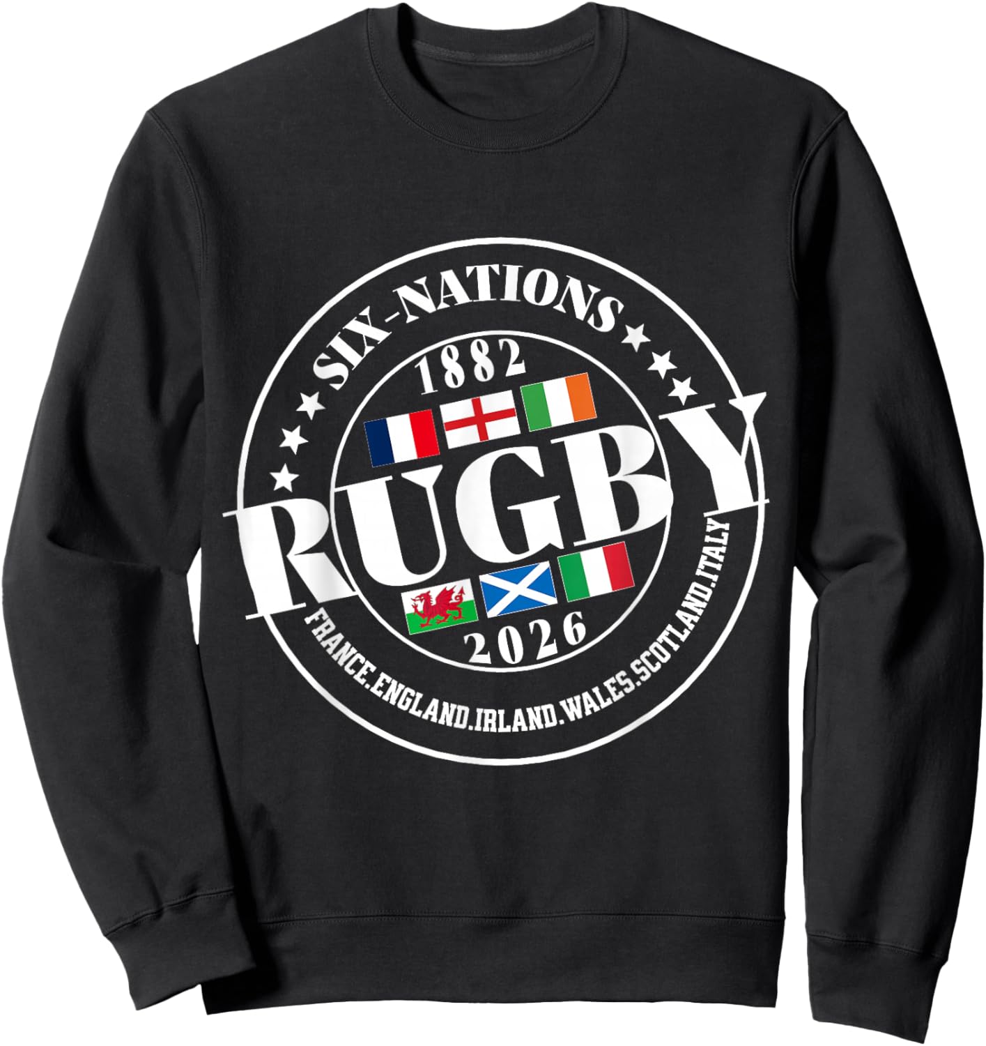 Six Nations Rugby 6 Nation's Rugbyman Supporter Fan Sweatshirt - Sweatshirt | Black