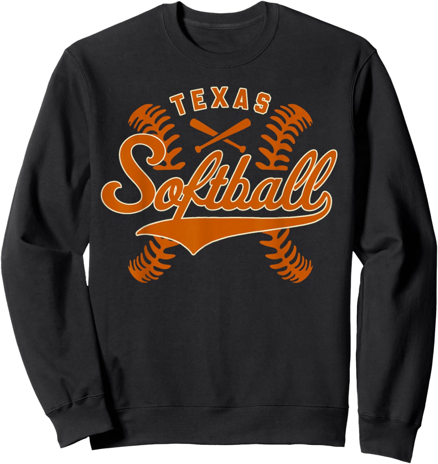 Texas Softball Vintage Kids Team Retro Softball Fan Sweatshirt - Sweatshirt | Black