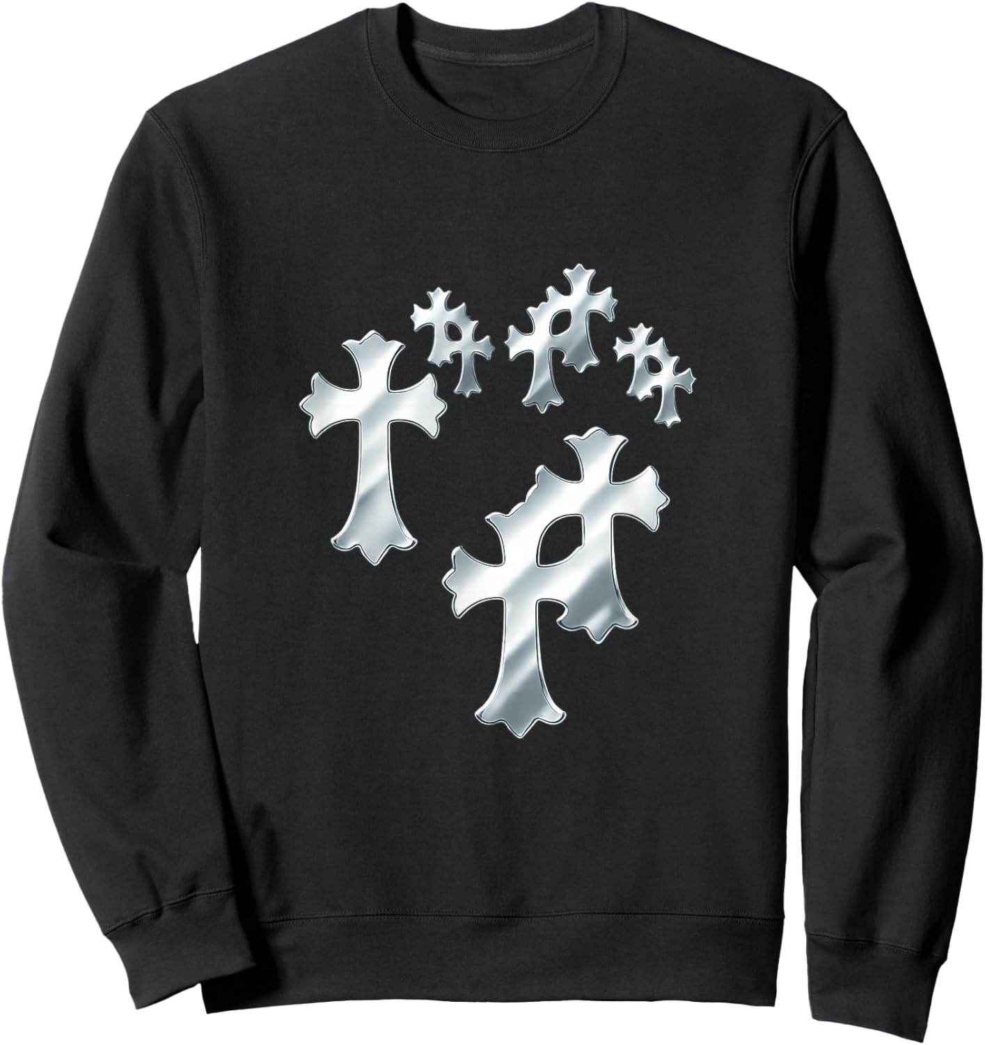 Y2K Grunge Vintage Cross Heart Sweatshirt - Sweatshirt | Black