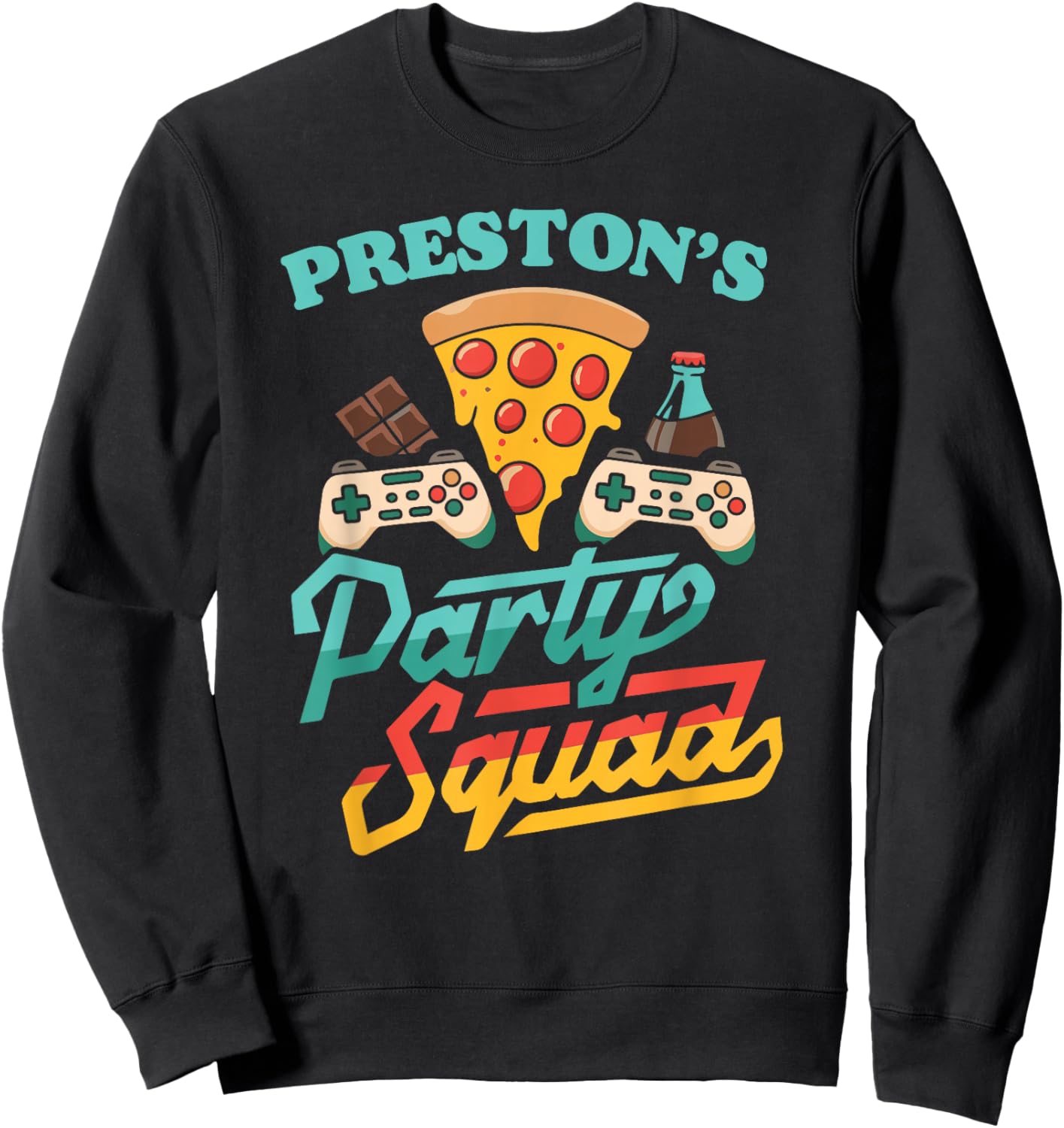 Preston's Party Squad Pizza Gaming Birthday Party Sweatshirt - Sweatshirt | Black