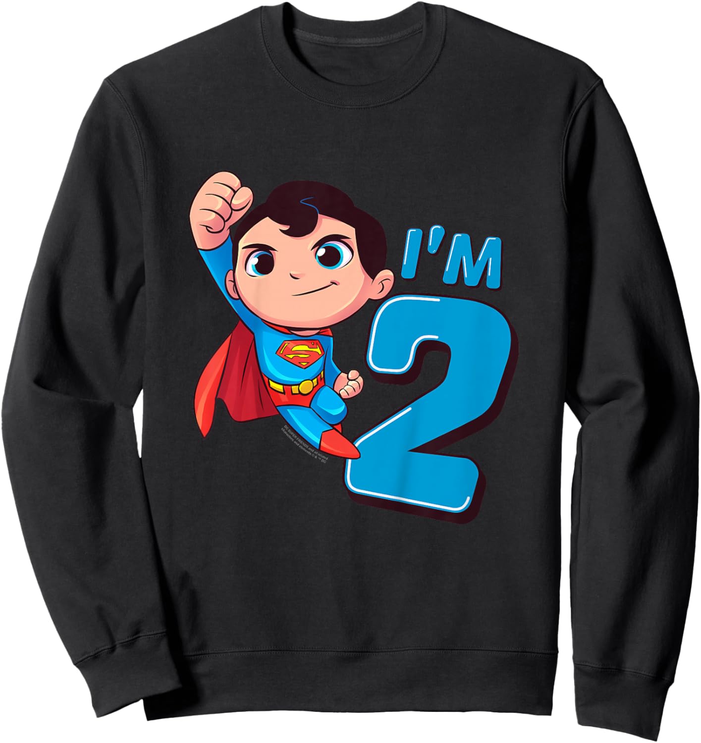 Kids Superman 2nd Birthday Cute I'm 2 Sweatshirt - Sweatshirt | Black