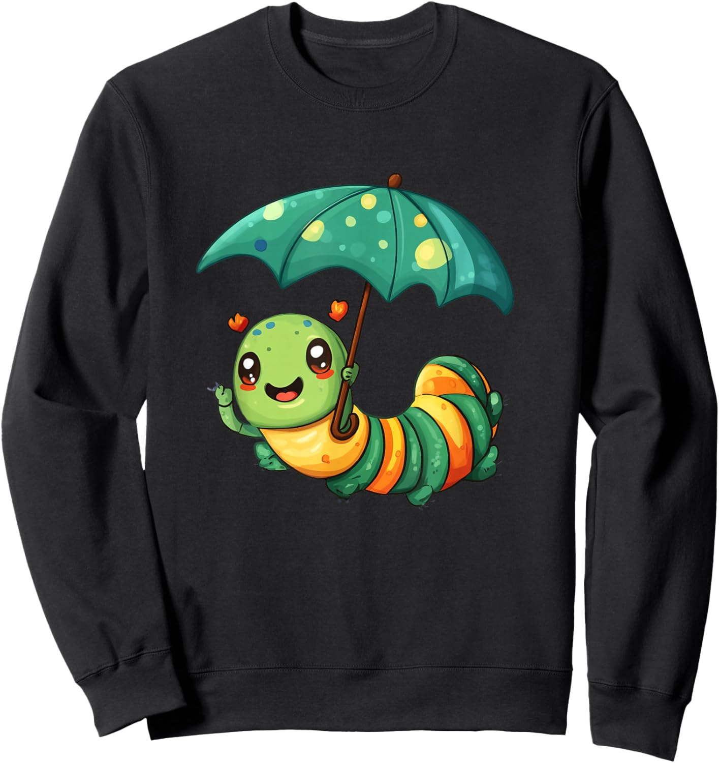 Fun Caterpillar Outfit for Kids and Umbrella Lovers Sweatshirt - Sweatshirt | Black