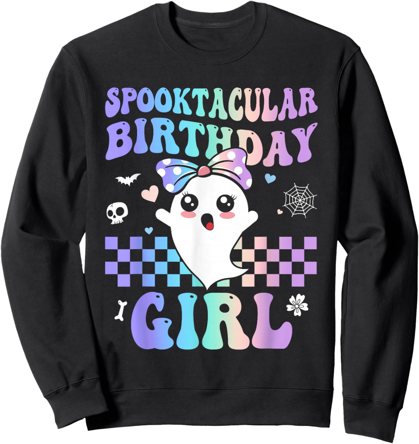 Spooktacular Birthday Cute Ghost Halloween Birthday Kid Girl Sweatshirt - Sweatshirt | Black