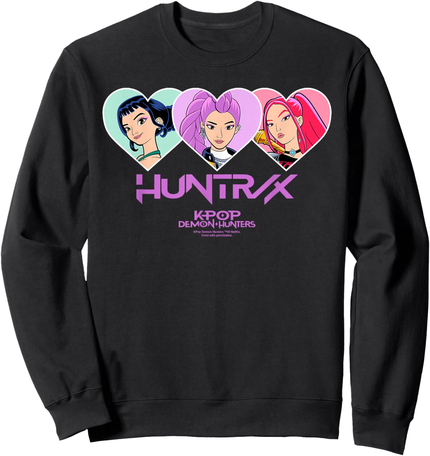 Kpop Demon Hunters Huntrix Hearts Sweatshirt - Sweatshirt | Black