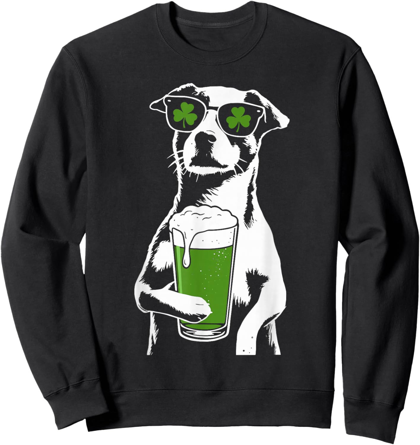 Dog Beer St Patty's Shamrock Funny St. Patrick's Day Sweatshirt - Sweatshirt | Black