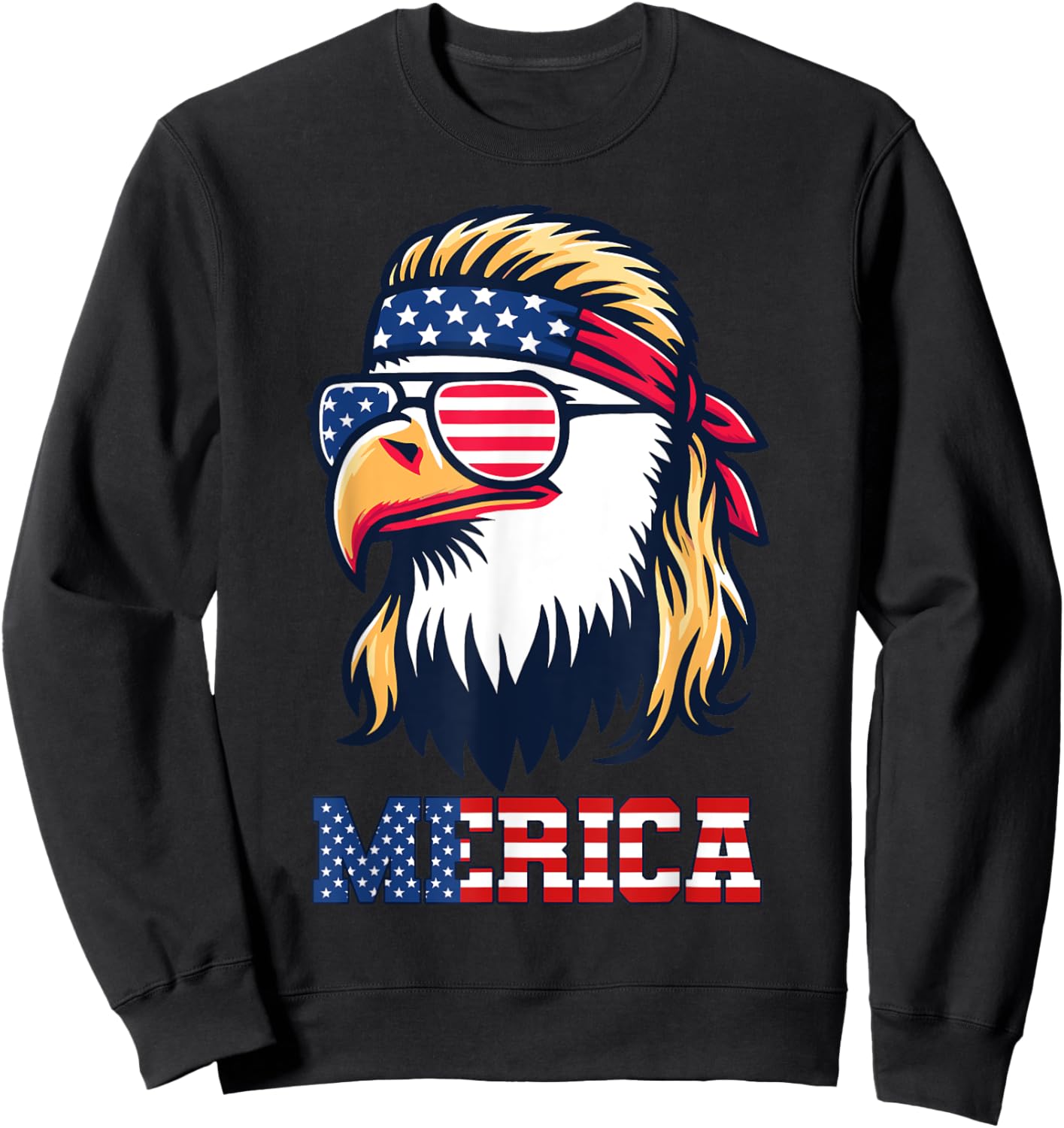 Merica Eagle Patriotic American Flag USA 4th of July Sweatshirt - Sweatshirt | Black