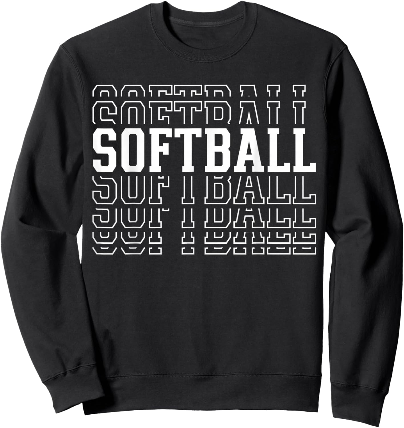 Softball Funny Layered Text Team Player Coach Youth Sweatshirt - Sweatshirt | Black