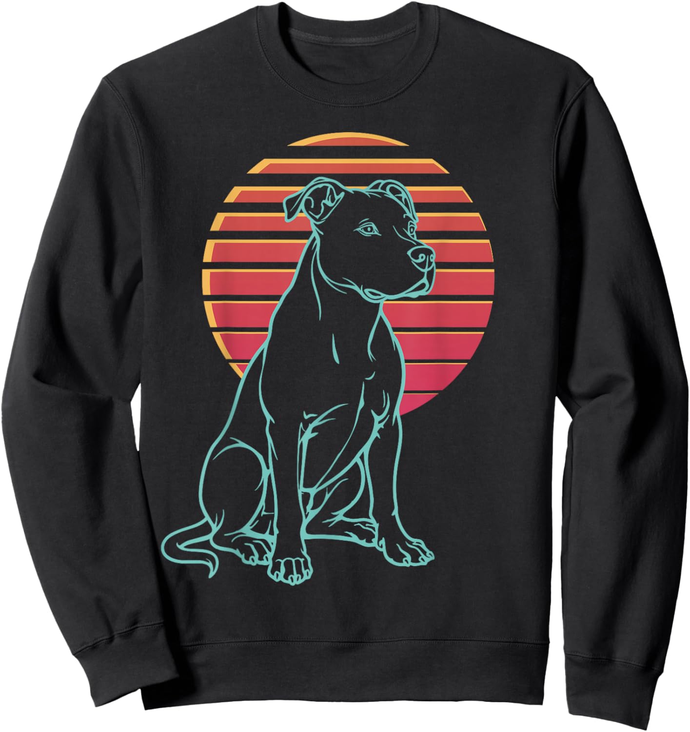 Pitbull Lover Dog Owner Retro Synthwave 80s Sweatshirt - Sweatshirt | Black