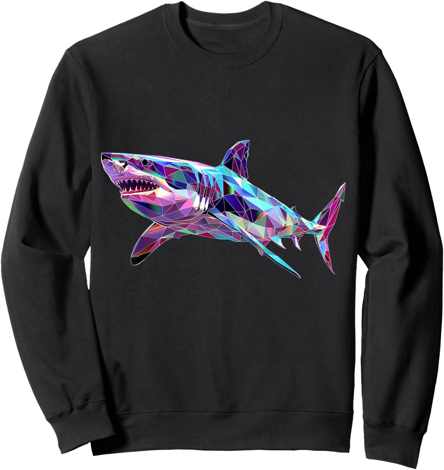 Big White Shark, Polygon Fishing, Diving, Hail Lovers Sweatshirt - Sweatshirt | Black