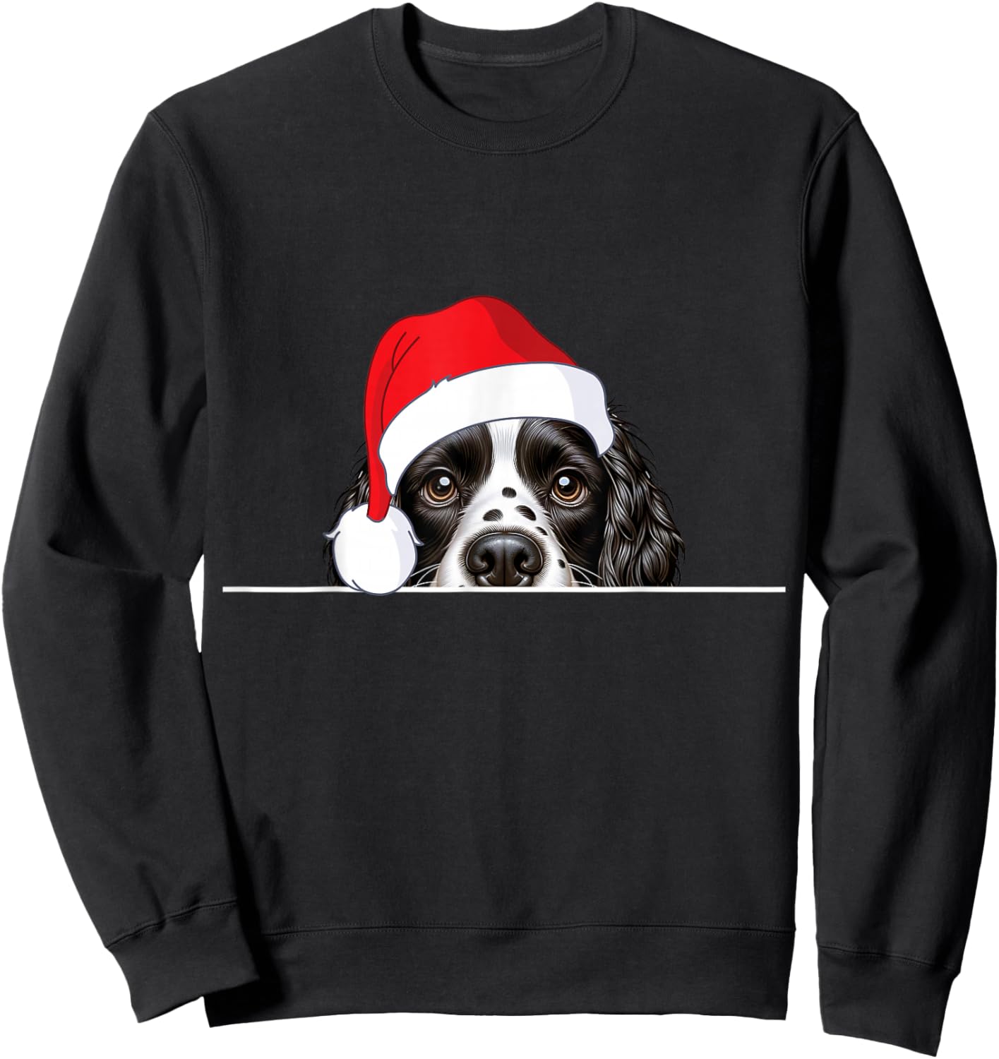 English Springer Spaniel Dog Lover Funny Santa Hat Christmas Sweatshirt - Sweatshirt | Black