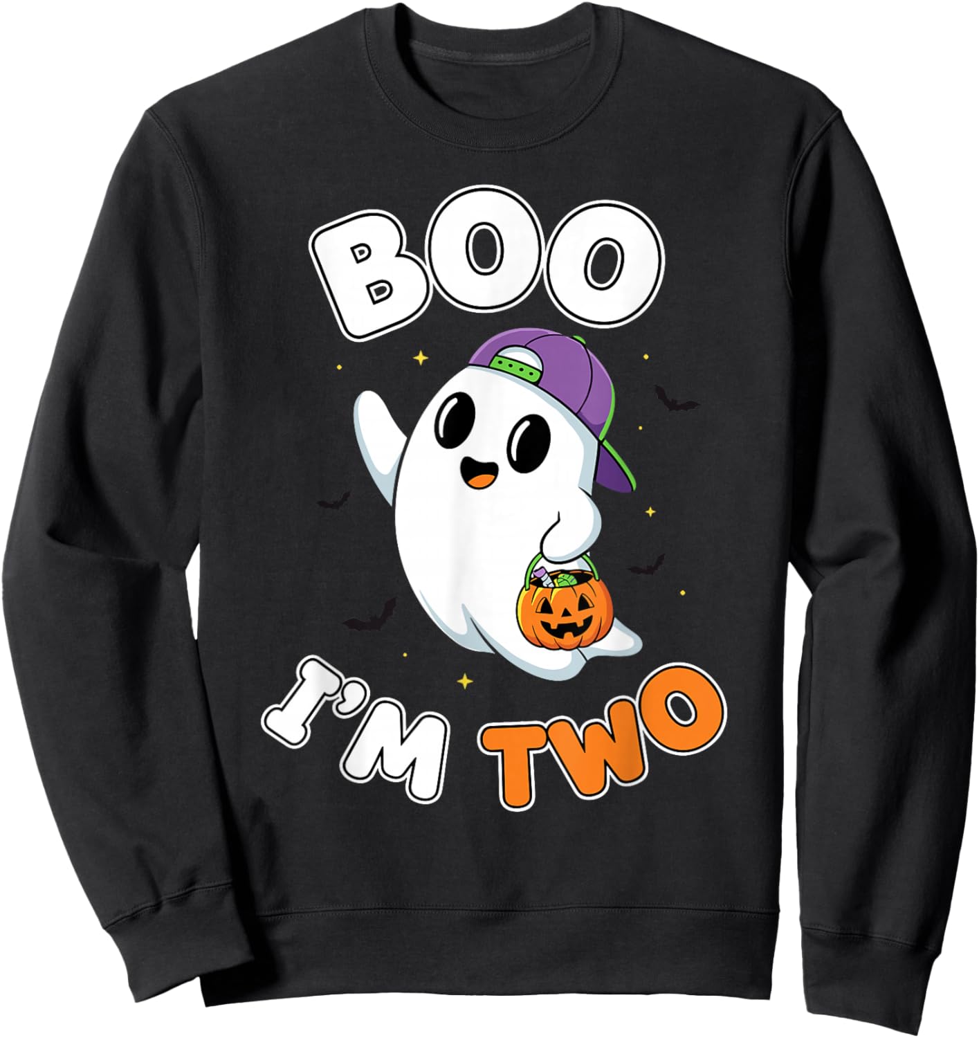 Boo I'm Two Cute Ghost Halloween 2nd Birthday Toddler Sweatshirt - Sweatshirt | Black