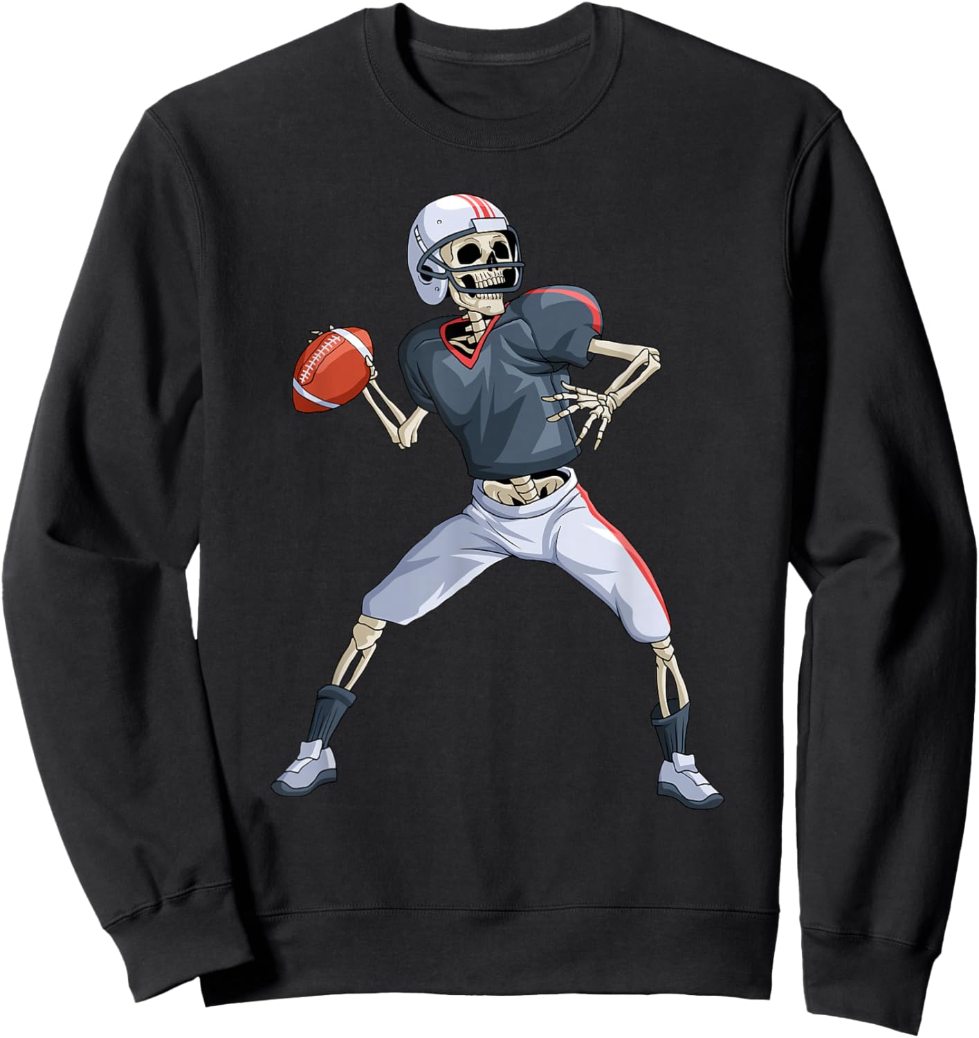 American Football Skeleton Quarterback Halloween Football Sweatshirt - Sweatshirt | Black