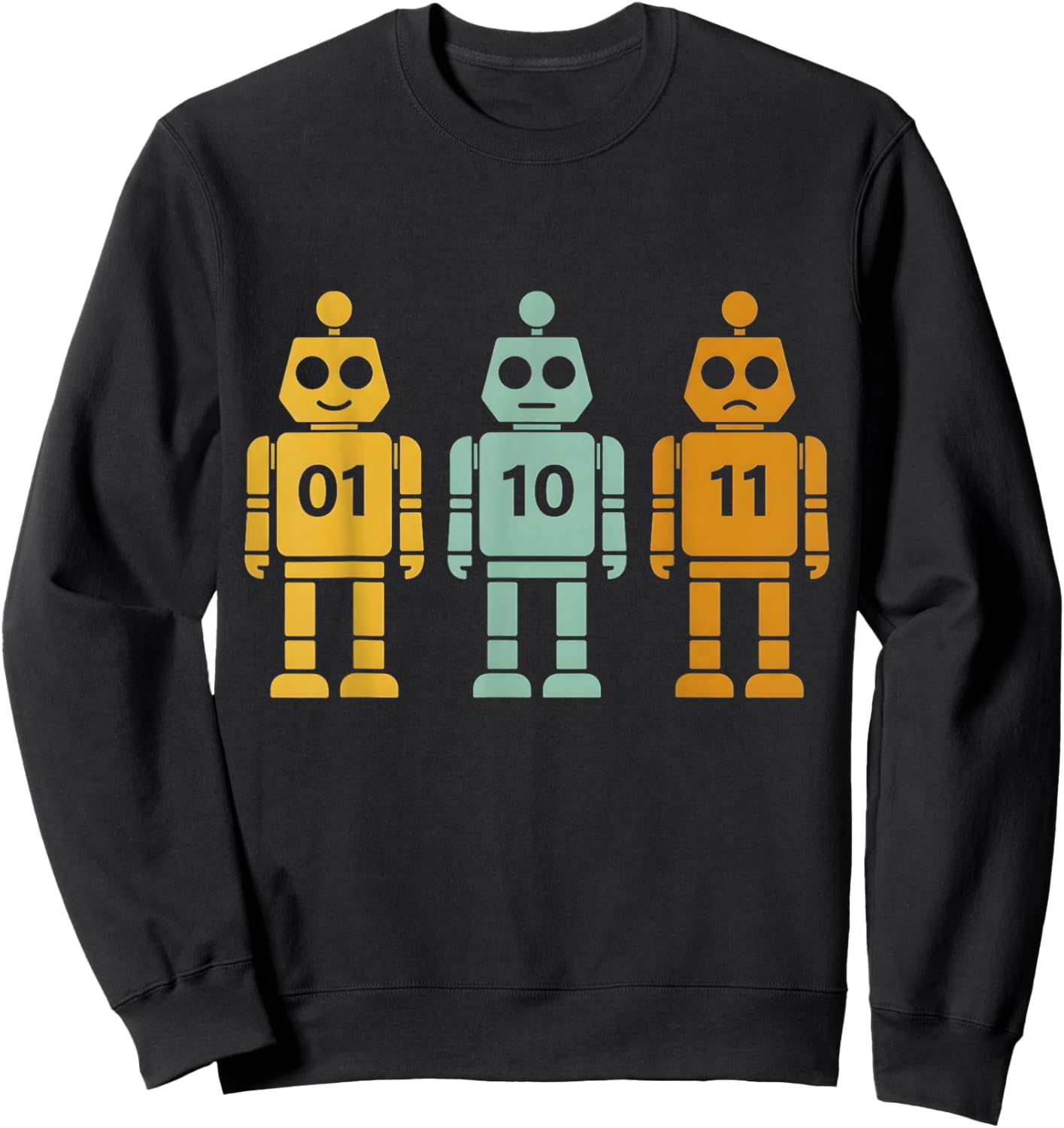 01 10 11 Robot Men Women Sweatshirt - Sweatshirt | Black