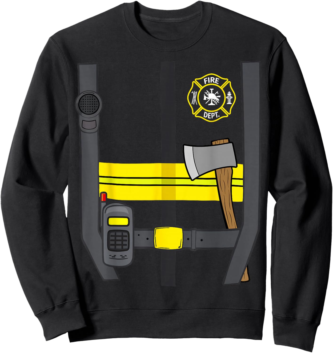 Firefighter Costume Halloween Uniform Sweatshirt - Sweatshirt | Black