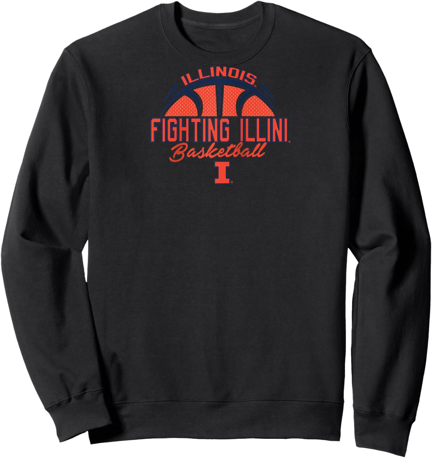 Illinois Fighting Illini Basketball Three Pointer Logo Raglan Baseball Sweatshirt - Sweatshirt | Black