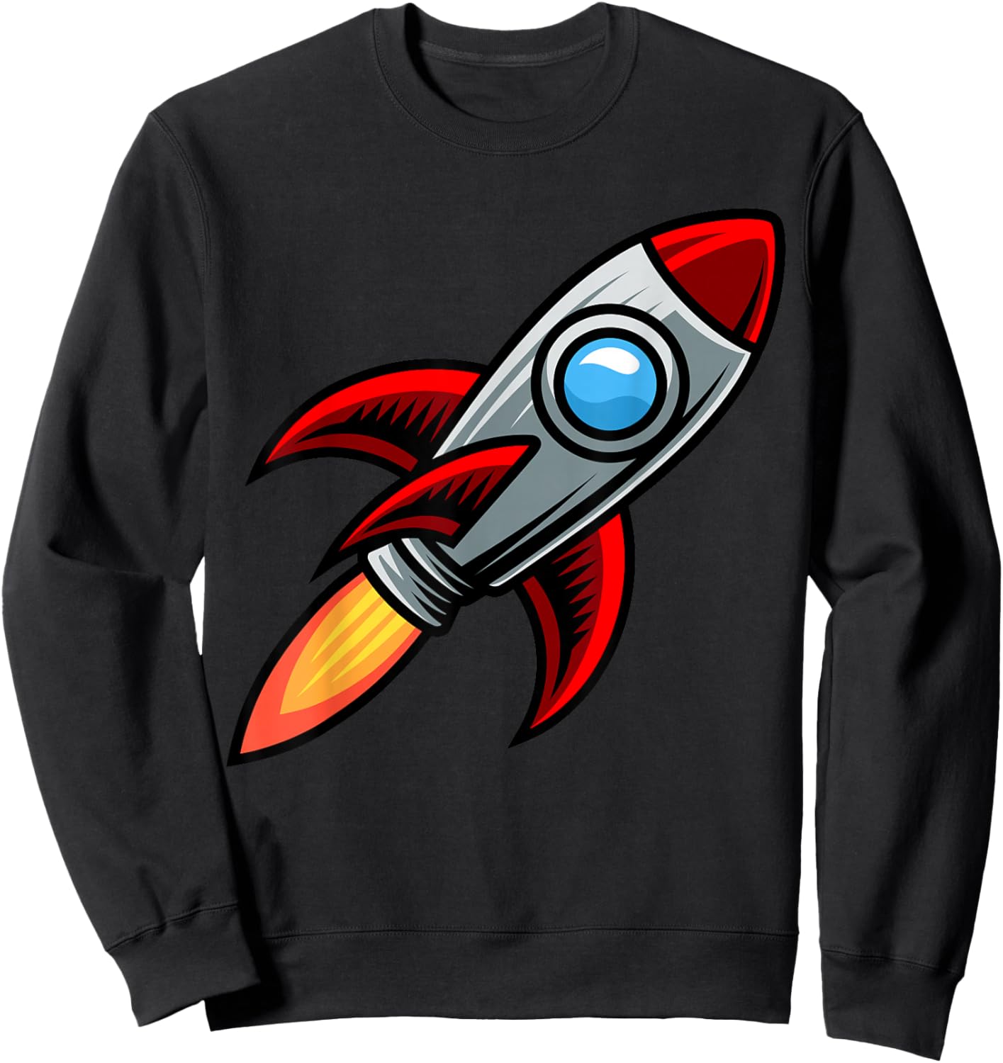 Cartoon Rocket Space Ship Sweatshirt - Sweatshirt | Black