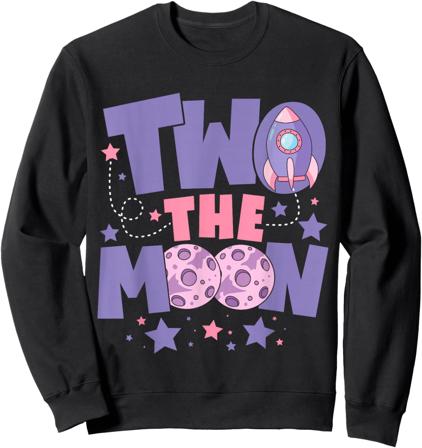 Two The Moon Birthday Outfit Girl 2 Year Old 2nd Birthday Sweatshirt - Sweatshirt | Black