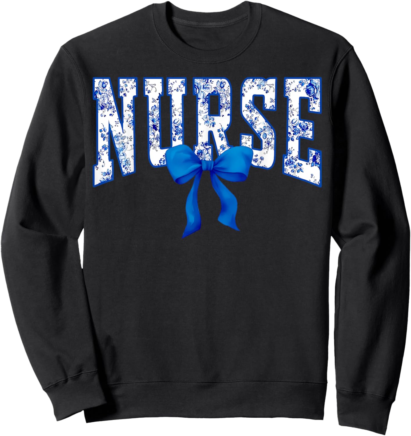 Toile De Jouy Nurse Coquette Bow Nurse Floral Sweatshirt - Sweatshirt | Black