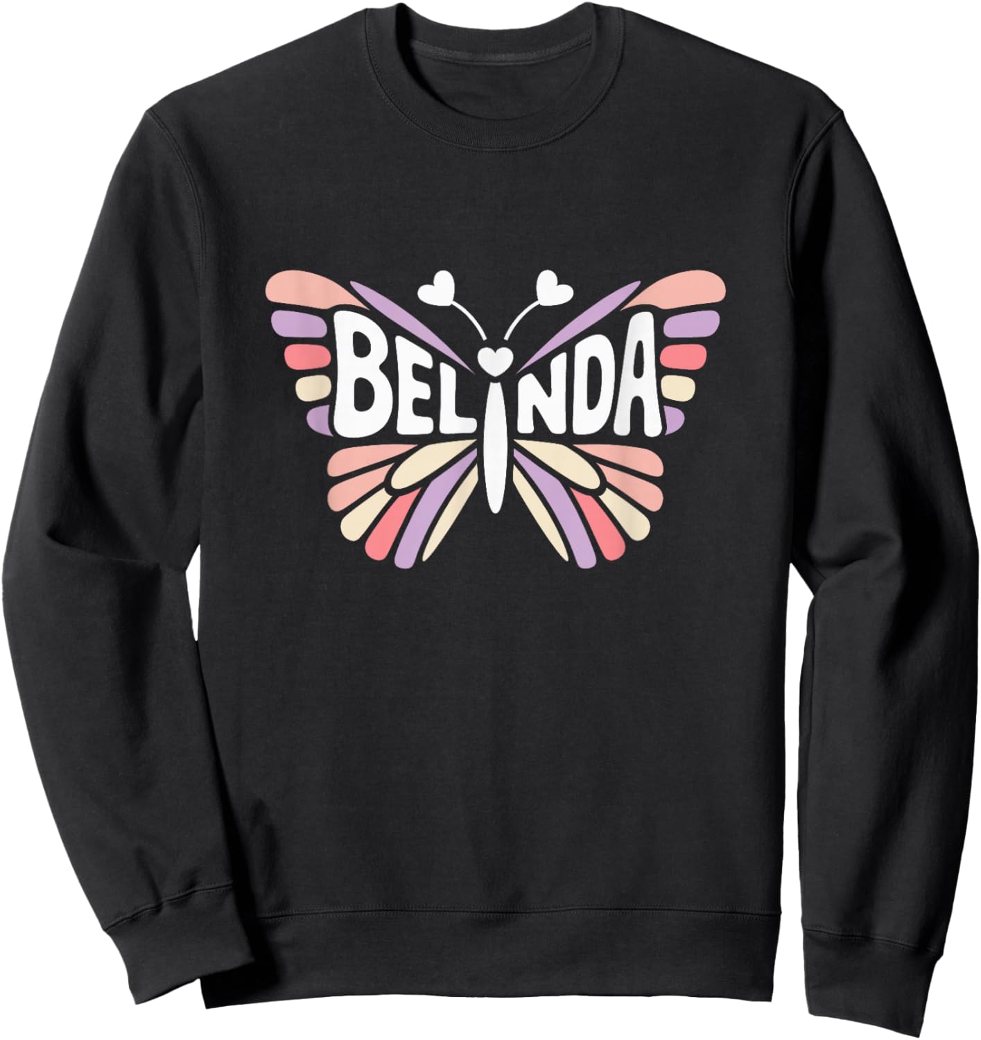 Belinda Butterfly - Personalized Cute Name Word Art Sweatshirt - Sweatshirt | Black