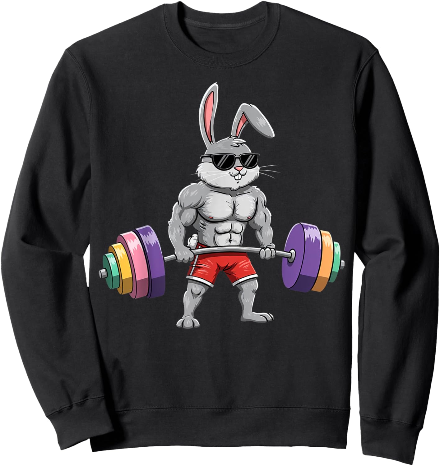 Easter Day Workout Deadlift Bunny Easter Gym Men Women Sweatshirt - Sweatshirt | Black