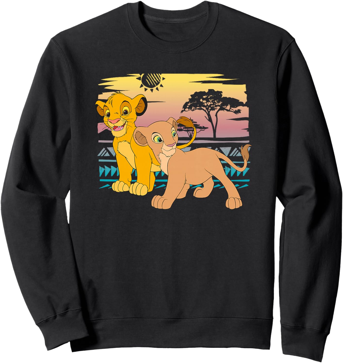 Disney Le Roi Lion Young Simba Nala 90s haut de gamme Sweatshirt - Sweatshirt | Black