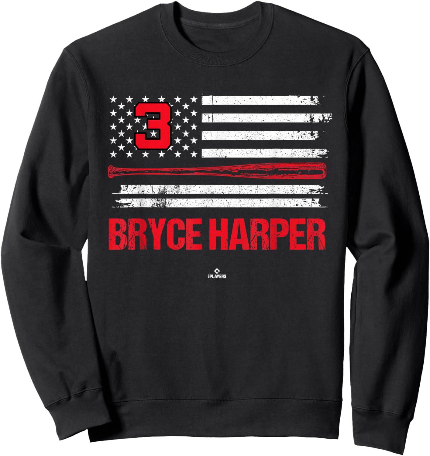 USA Flag Bat Bryce Harper Philadelphia Baseball MLBPA Sweatshirt - Sweatshirt | Black