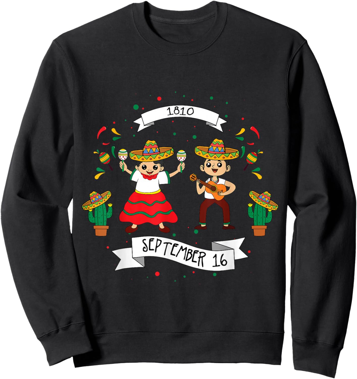 1810 September 16 Mexico Independence Mexican Sweatshirt - Sweatshirt | Black