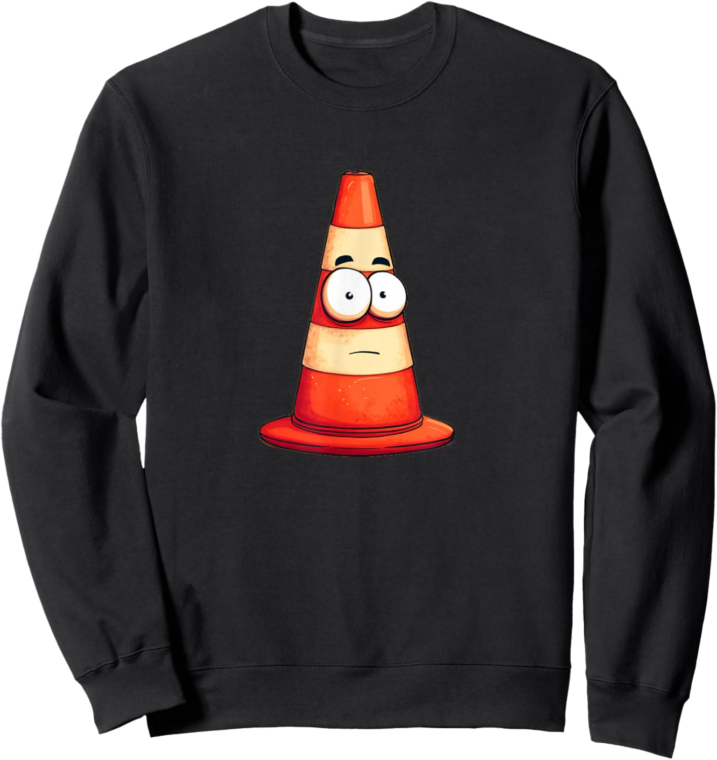 Funny Traffic Cone Face Expression Logo Sweatshirt - Sweatshirt | Black