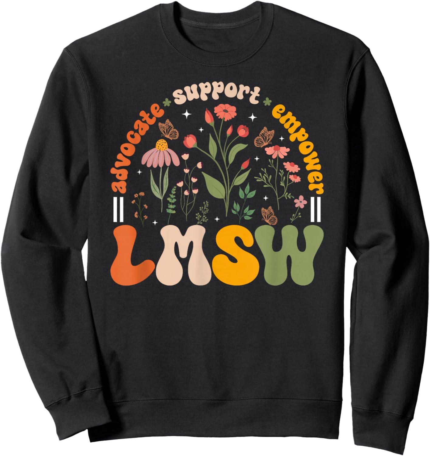 LMSW Groovy Licensed Master Social Worker LMSW Social Worker Sweatshirt - Sweatshirt | Black