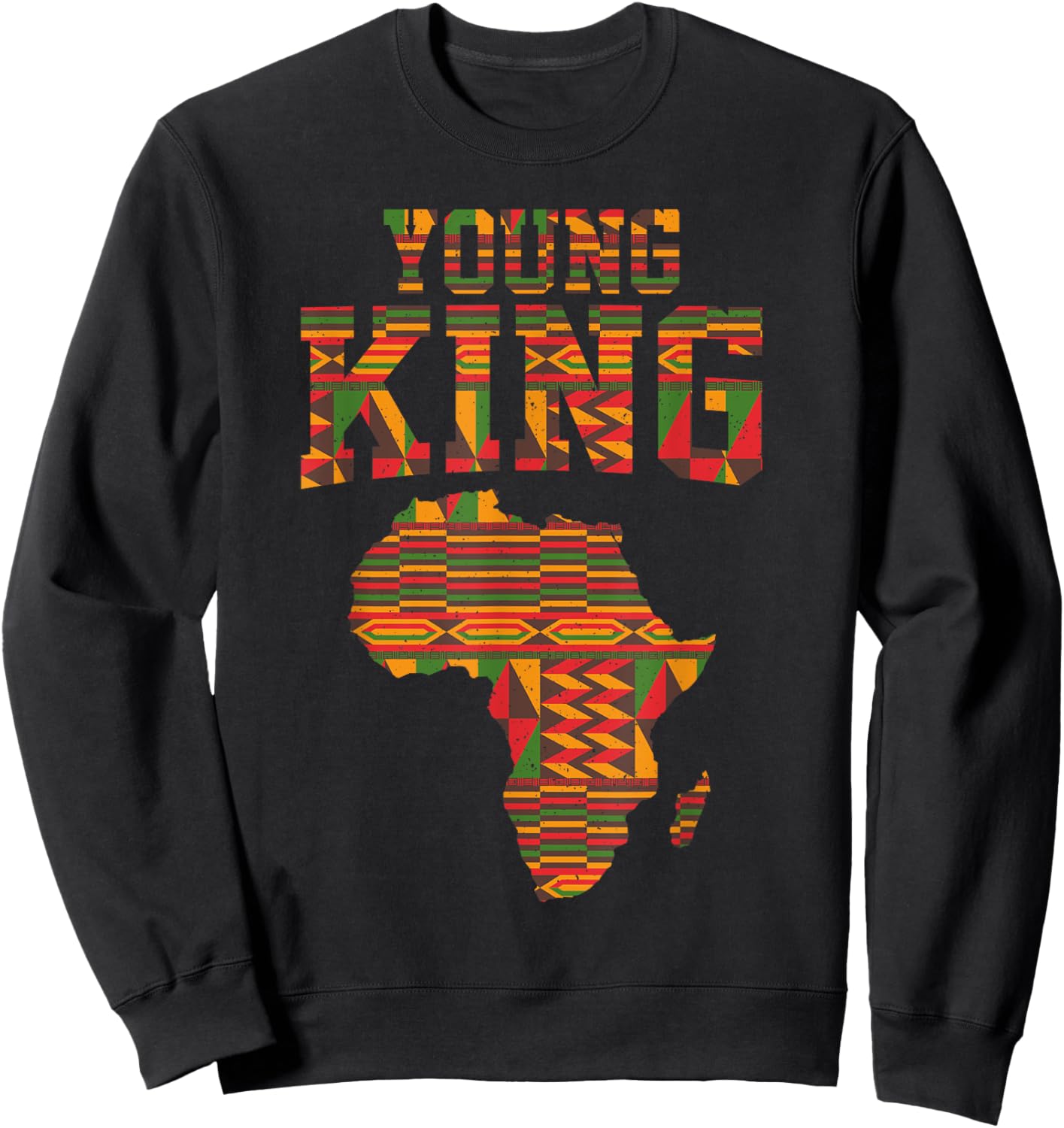 African King Art For Boys Toddlers African Print Kente Cloth Sweatshirt - Sweatshirt | Black