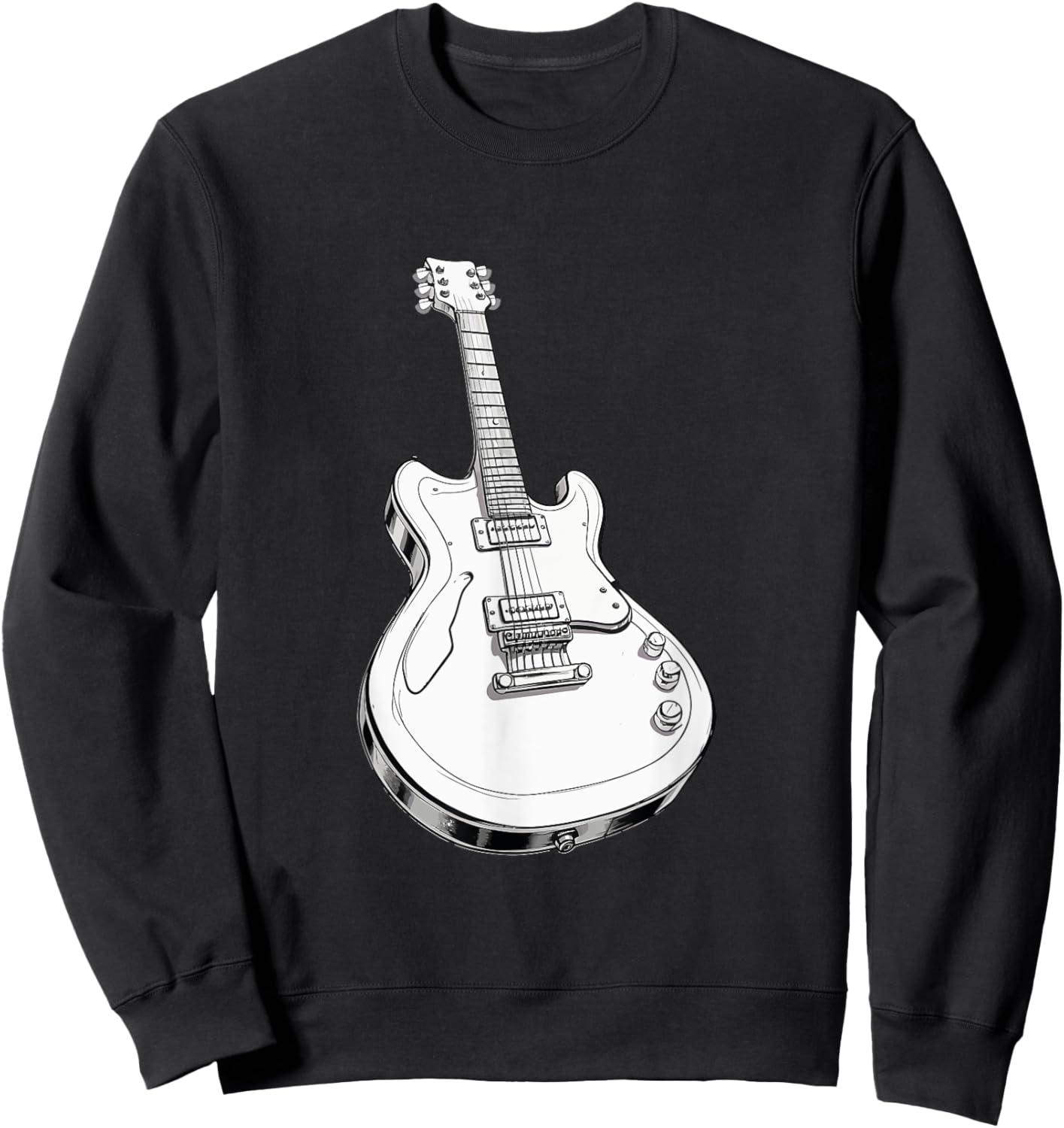 Classic White Electric Guitar Sweatshirt - Sweatshirt | Black