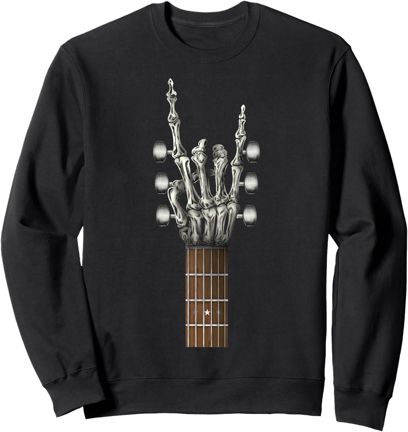 Rock On Skeleton Hand Guitar Rock & Roll Men Women Rock Band Sweatshirt - Sweatshirt | Black