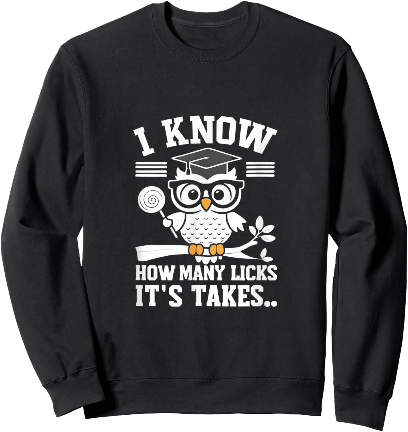 Funny Owl I Know How Many Licks It's Takes Sweatshirt - Sweatshirt | Black