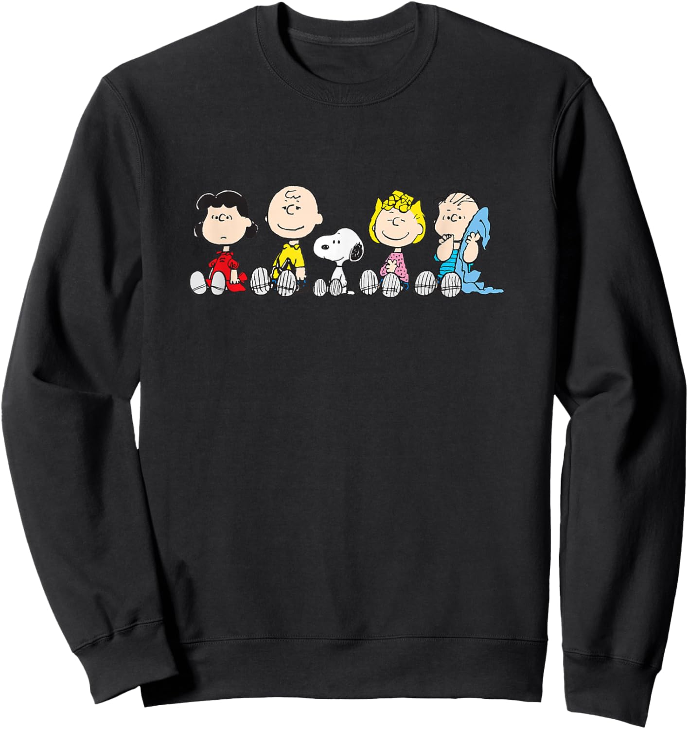 Peanuts : The Gang Sit Down - -Adults/Kids, Blue, Short Sleeve, Small, Classic Fit Sweatshirt - Sweatshirt | Black