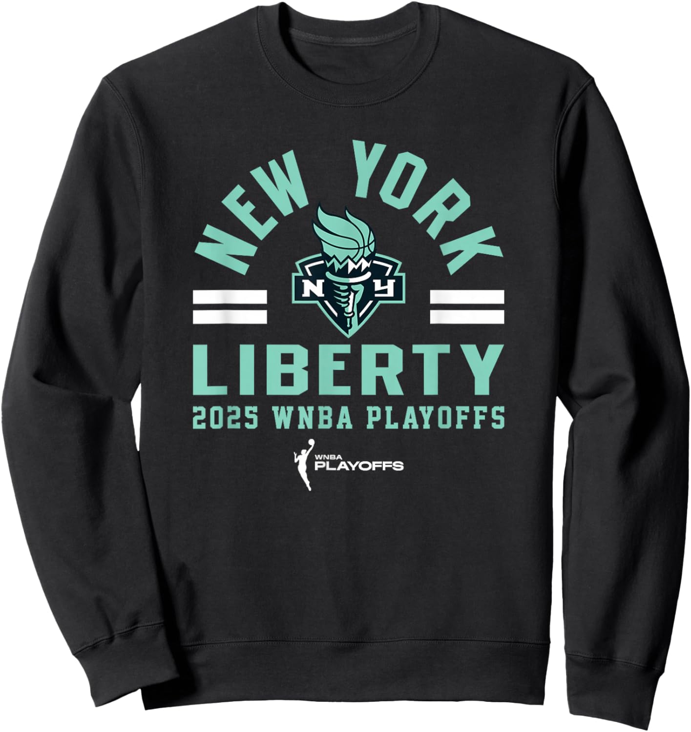 WNBA Official New York Liberty 2025 Playoffs Worlds Collide Sweatshirt - Sweatshirt | Black