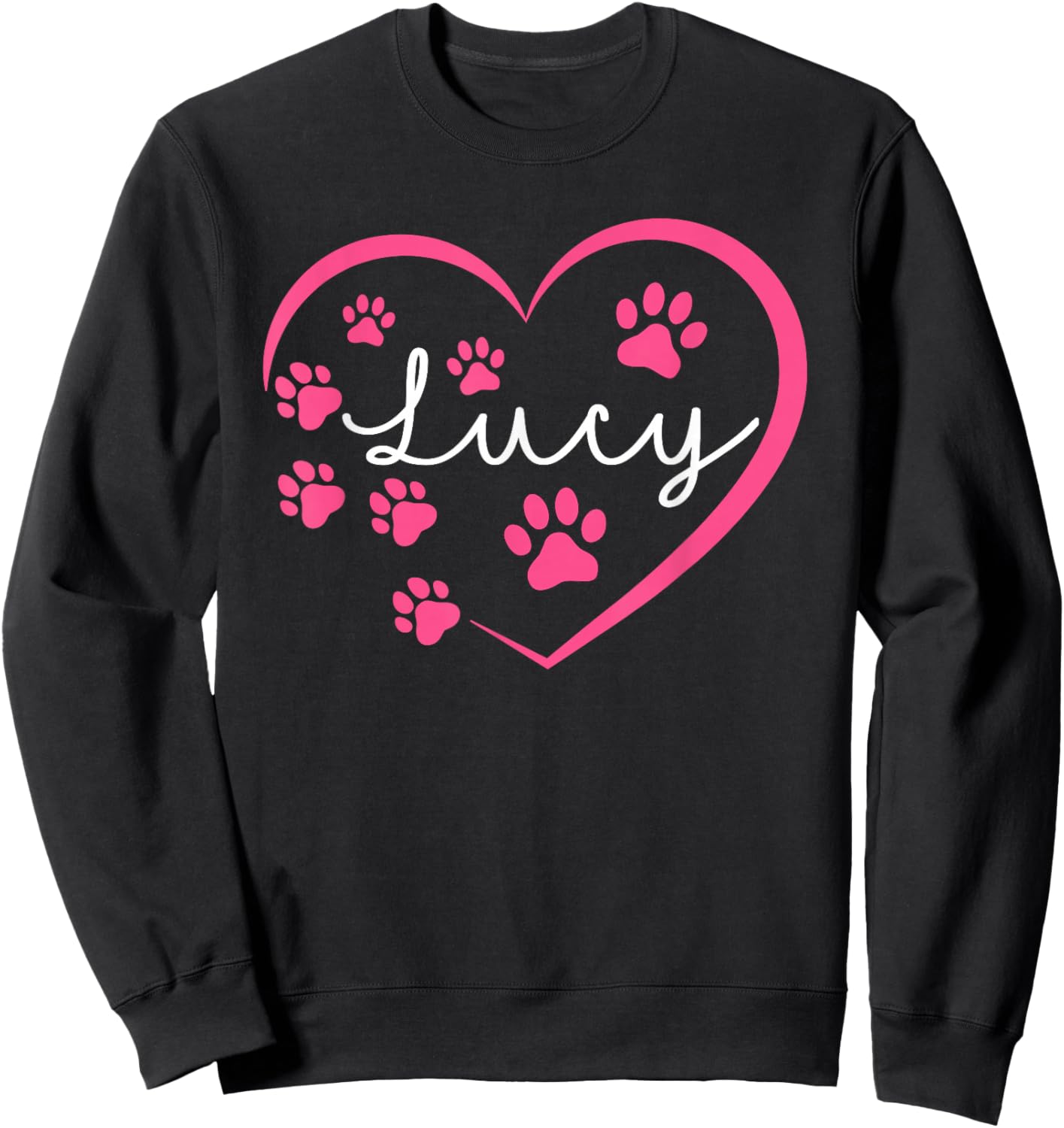 I Love Lucy A Love Forever Heart Dog Paw Dog Name Sweatshirt - Sweatshirt | Black
