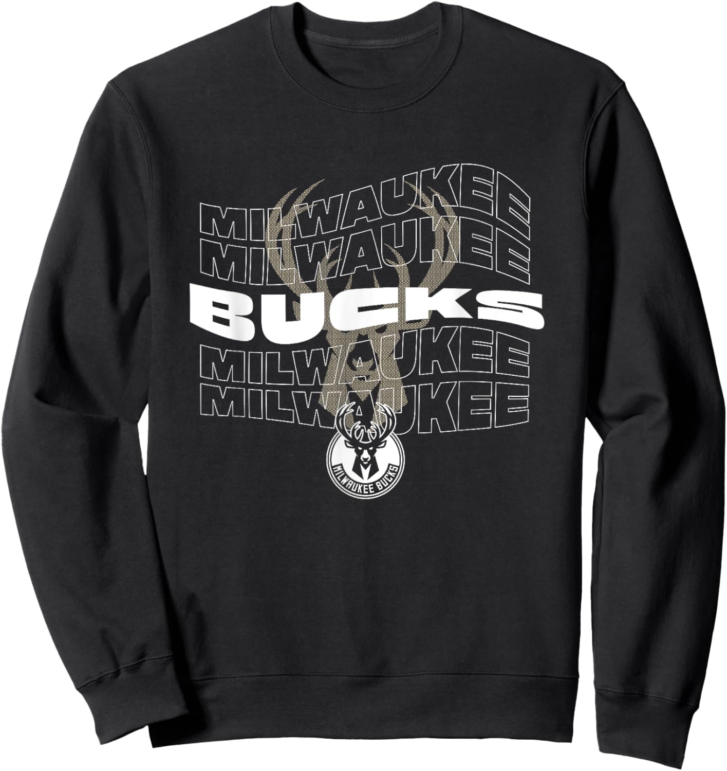 NBA Milwaukee Bucks Wave Outline Team Logo Sweatshirt - Sweatshirt | Black