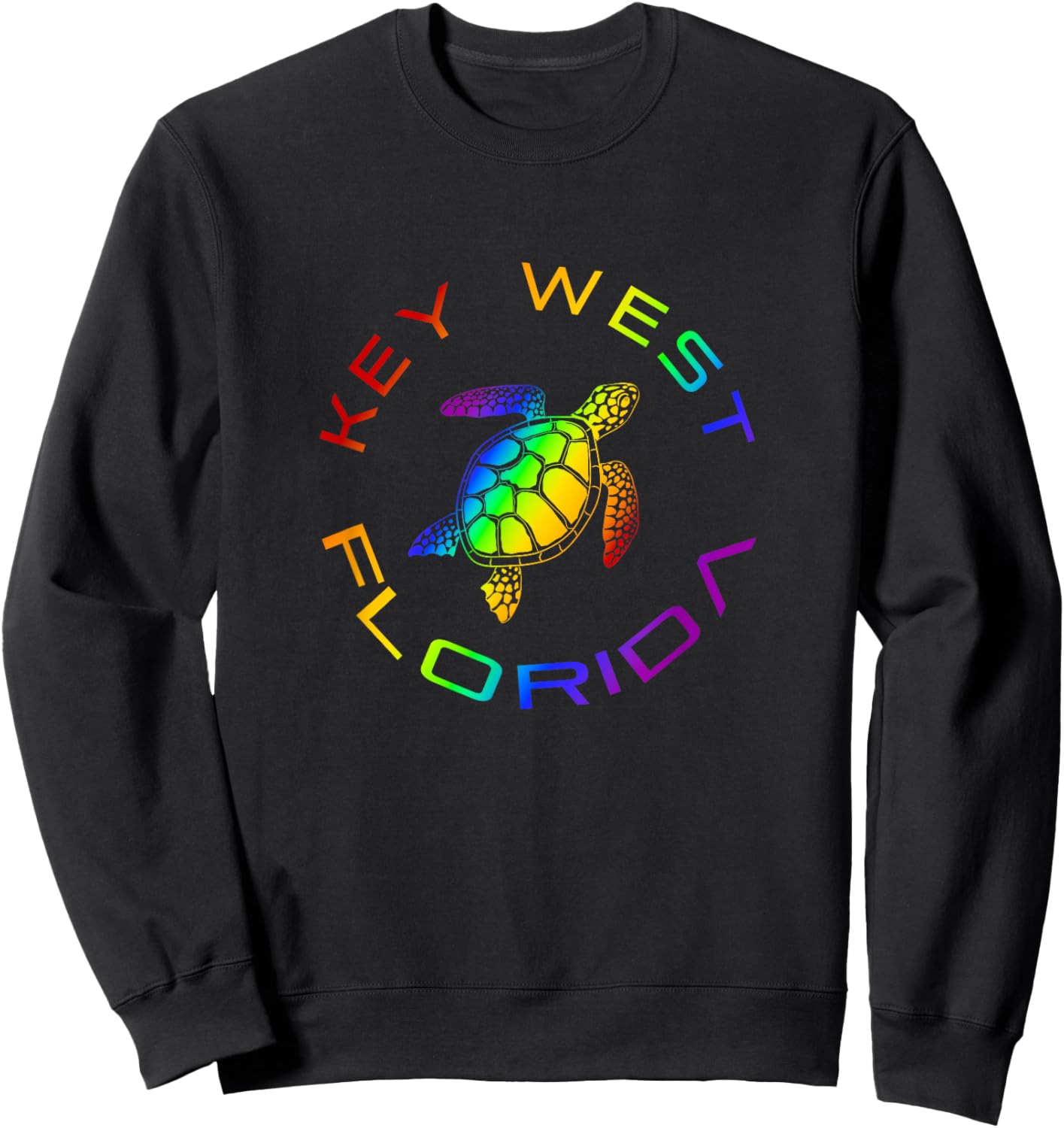 Florida Key West Rainbow Sea Turtle Stylish Beach Sweatshirt - Sweatshirt | Black