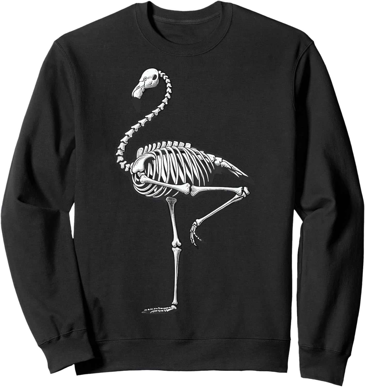 Skeleton Flamingo Halloween Sweatshirt - Sweatshirt | Black
