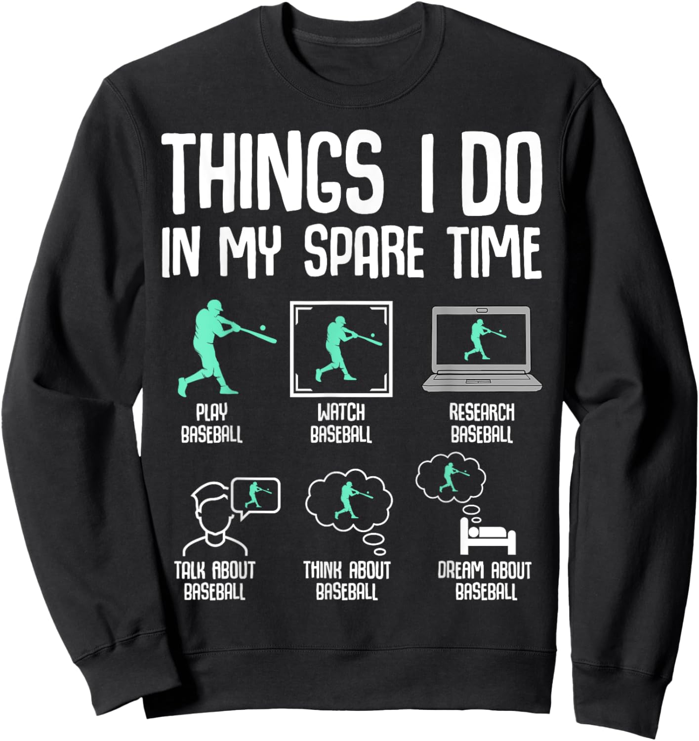 Baseball Things I Do In My Spare Time Kids Boys Youth Sweatshirt - Sweatshirt | Black