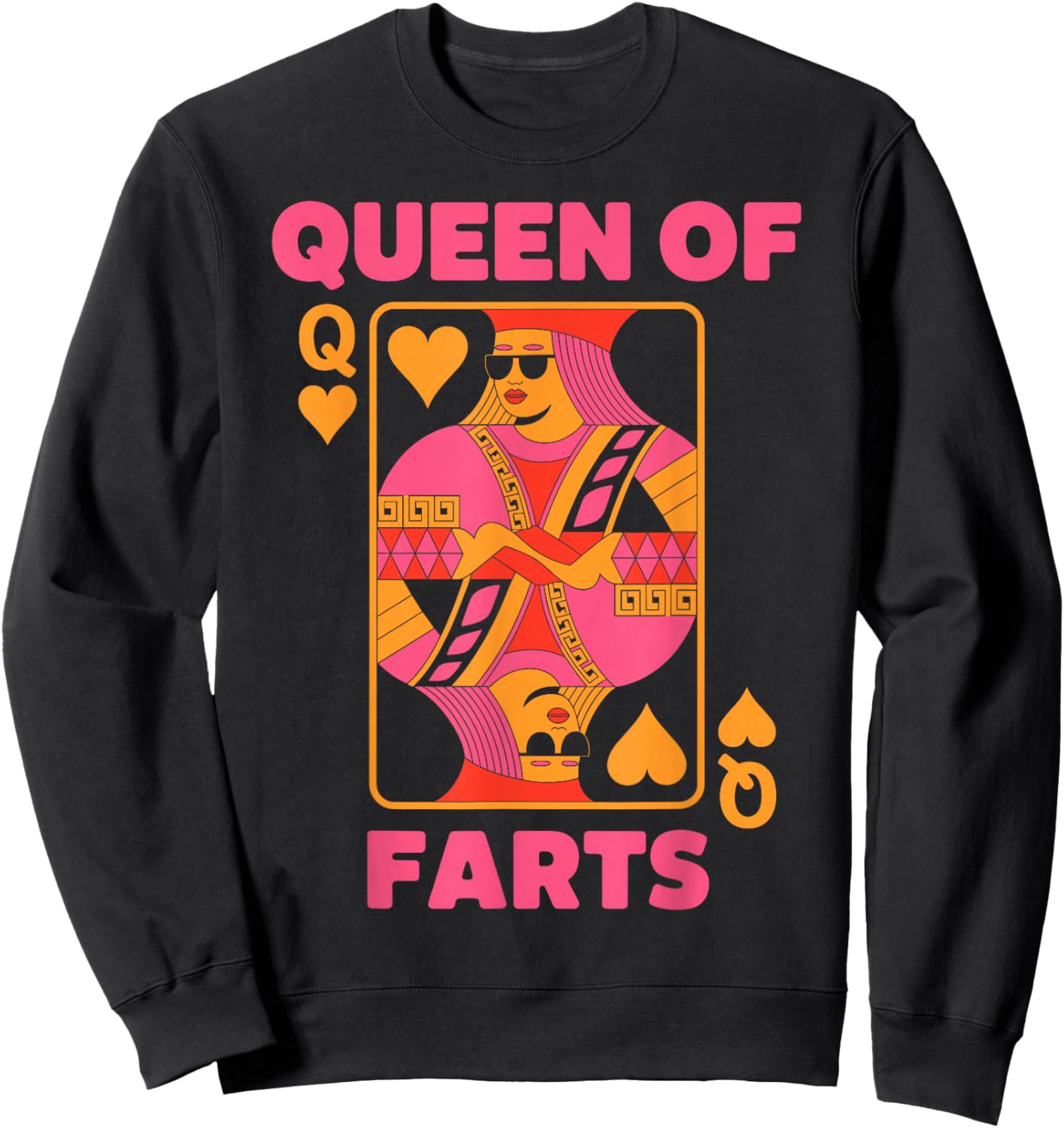 Queen of Farts Playing Cards Retro Funny Embarrassing Joke Sweatshirt - Sweatshirt | Black