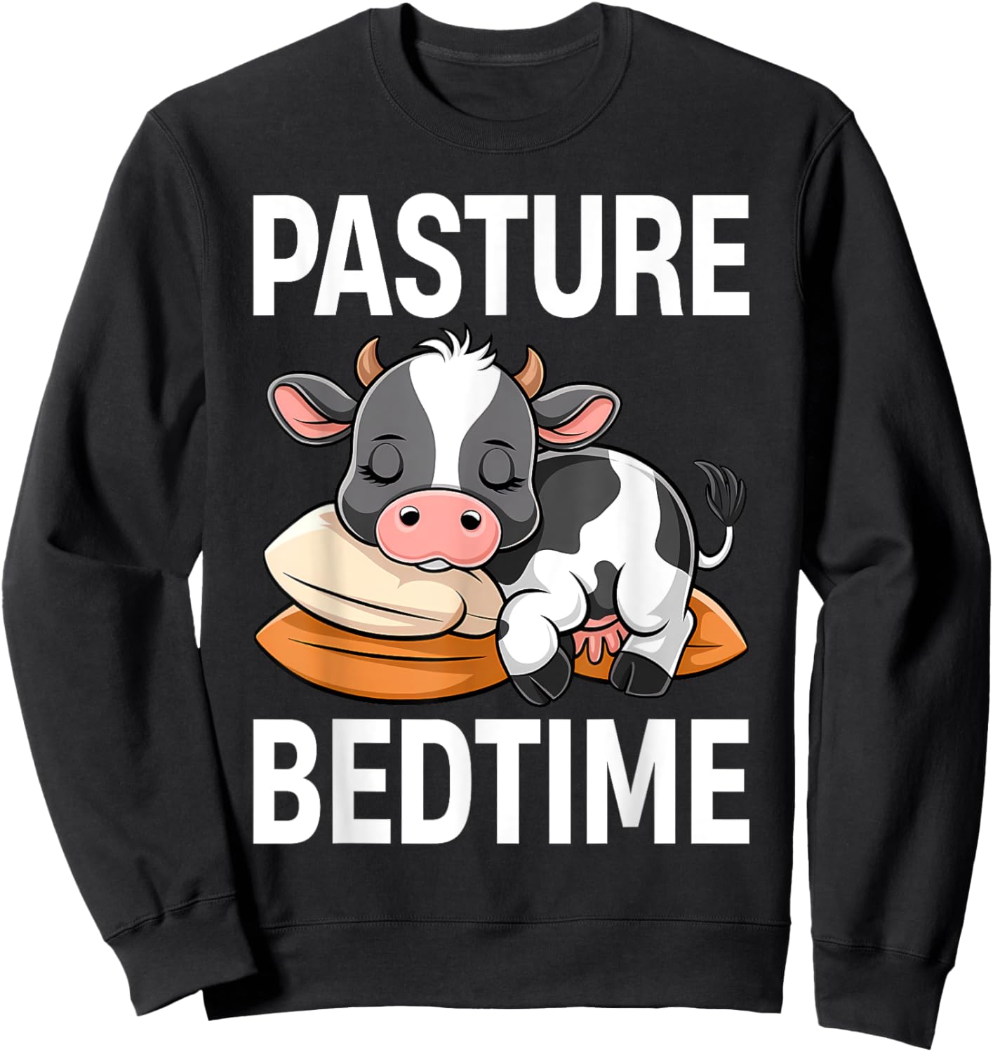 Funny Pasture Bedtime Cute Cow Pajamas PJ Sleep Sweatshirt - Sweatshirt | Black