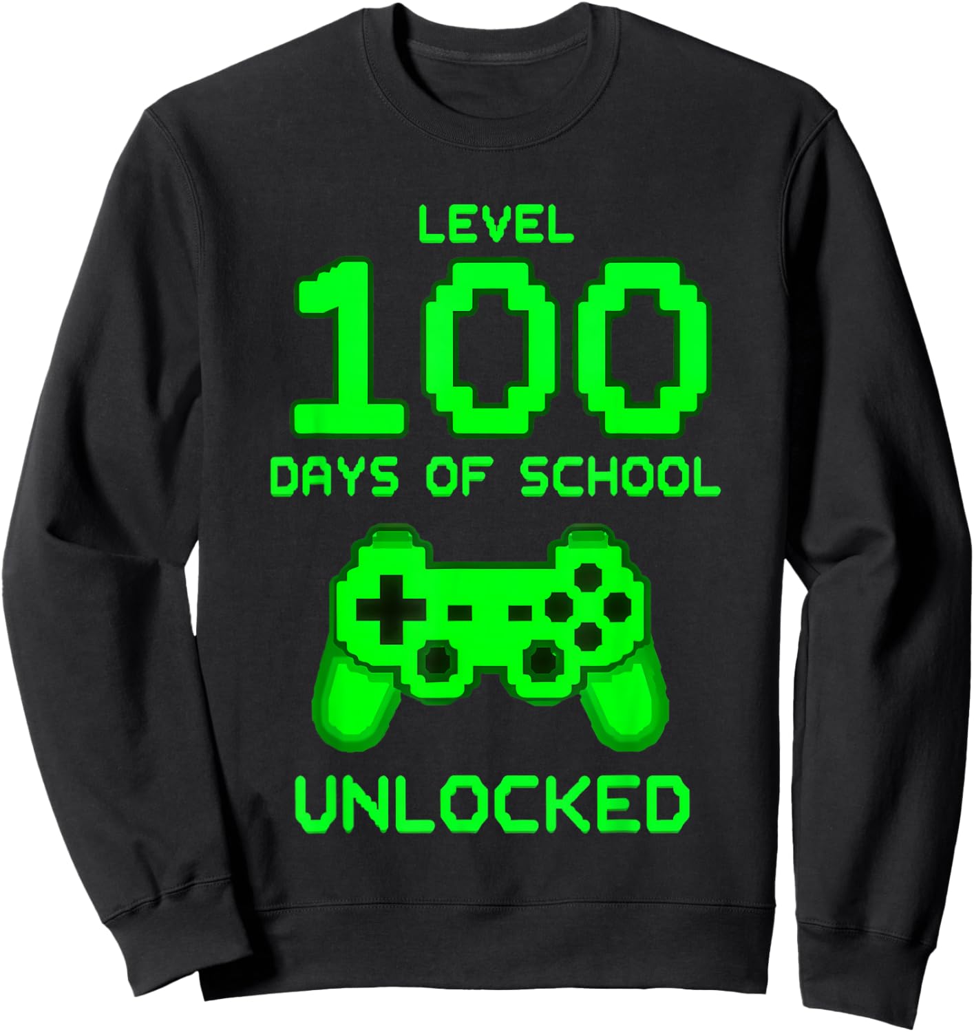 Level 100 Days of School Gamer Unlocked Sweatshirt - Sweatshirt | Black